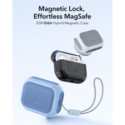 Mėlynas dėklas Apple Airpods Pro 3 Esr Orbit Halolock Magsafe su magnetiniu užraktu ir apyranke