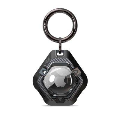 Juodas dėklas Apple Airtag su tvirtinimo žiedu TECH-PROTECT DEFENSE