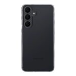 Skaidrus dėklas Tactical TPU telefonui Samsung Galaxy S25 FE ant juodo telefono nugarėlės