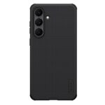 Juodas plastikinis dėklas Samsung Galaxy S25 FE Nillkin Super Frosted Shield su smulkiai tekstūruota paviršiaus struktūra