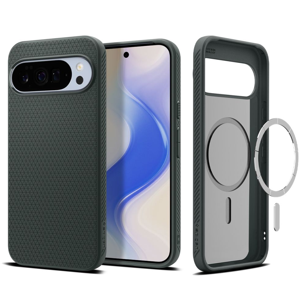 Žalias dėklas Google Pixel 10 Pro XL Spigen Liquid Air Mag Magsafe Žalias dėklas Google Pixel 10 Pro XL Spigen Liquid Air Mag Magsafe su tekstūruota nugarėle ir skaidria vidine dalimi