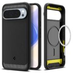 Juodas matinis dėklas Google Pixel 10 Pro XL su anglies pluošto raštu ir MagSafe žiedu