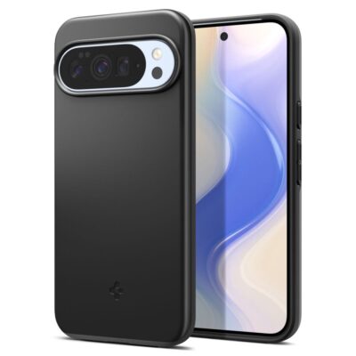 Juodas dėklas Google Pixel 10 Pro XL Spigen Thin Fit Mag Magsafe su matiniu paviršiumi ir apsauga kamera