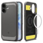 Pilkas dėklas Apple Iphone 17 Spigen Rugged Armor MagSafe su apsauga kameros ir magnetiniu žiedu