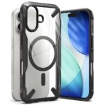 Juodas dėklas Apple Iphone 17 Ringke Fusion Magnetic Magsafe su skaidriu pagrindu ir apsauginiais kampais