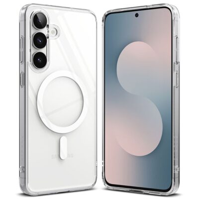 Skaidrus dėklas Samsung Galaxy S25 FE Ringke Fusion Magnetic Magsafe su trimis kameromis ir ekranu