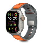 pilka-oranzine apyranke apple watch 8 9 10 11 se ultra 44 45 46 49 mm tech protect iconband line su oranzinemis intarpomis