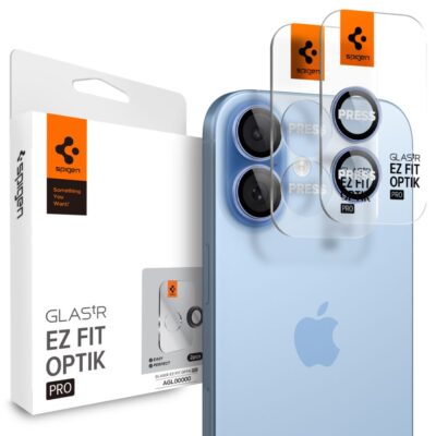 Mėlynas apsauginis stiklas galiniai kamerai Apple Iphone 16 Spigen Optik Ez Fit 2-Pack