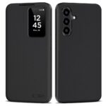 juodas matinis atverciamas deklas samsung galaxy a26 5g a17 4g 5g tech-protect smart wallet su mazu langu ekrano laiko rodymui