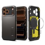 Pilkas dėklas Apple Iphone 17 Pro Max Spigen Tough Armor T Magsafe su išorinėmis ir vidinėmis detalėmis