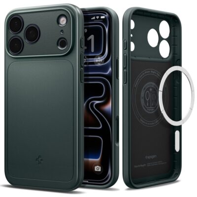 Žalias dėklas Apple Iphone 17 Pro Spigen Thin Fit Mag Magsafe su kameros apsauga