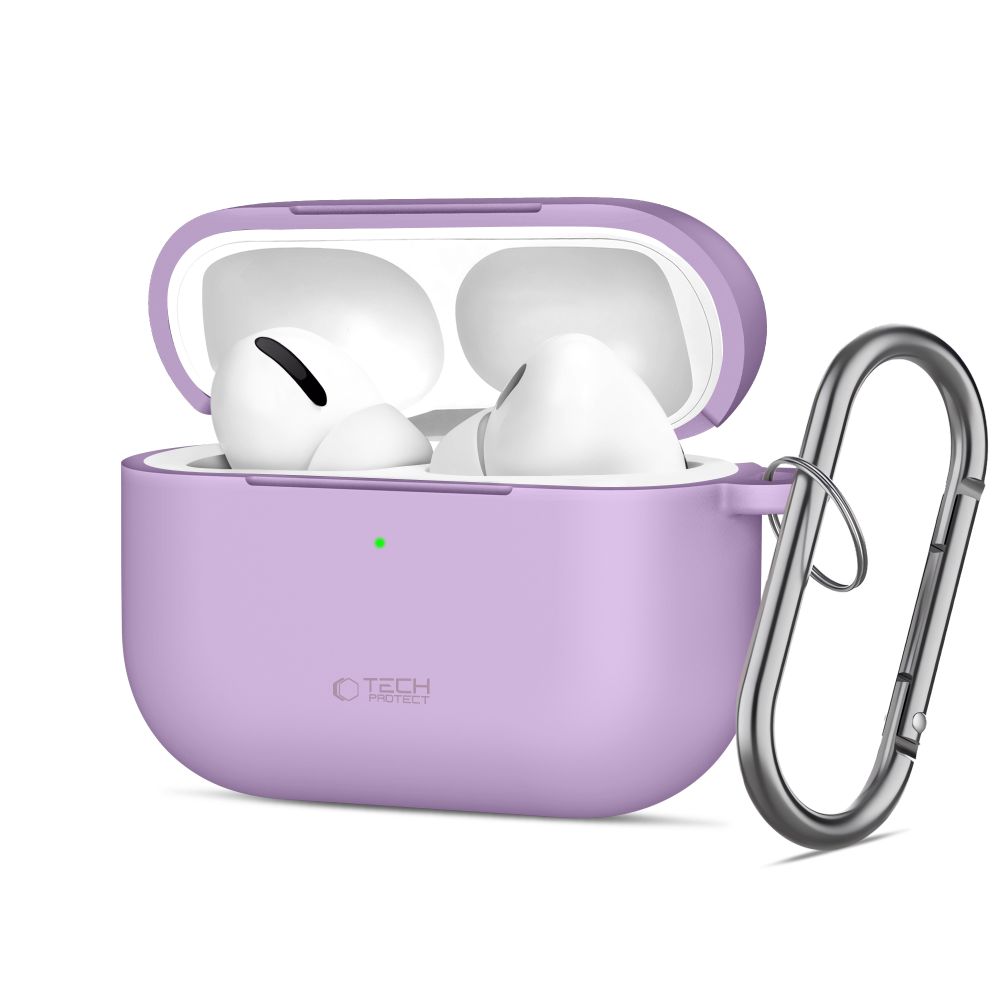 Levandu deklas Apple Airpods Pro 3 Tech-Protect Silicone Hook Levandu deklas Apple Airpods Pro 3 Tech-Protect Silicone Hook su sidabriniu kabliu