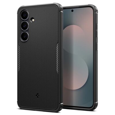 Juodas matinis dėklas Samsung Galaxy S25 FE su tekstūru ir kameros apsauga