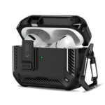 Juodas dėklas Apple Airpods Pro 3 TECH-PROTECT CARBONOX MAGSAFE su anglies pluošto elementais