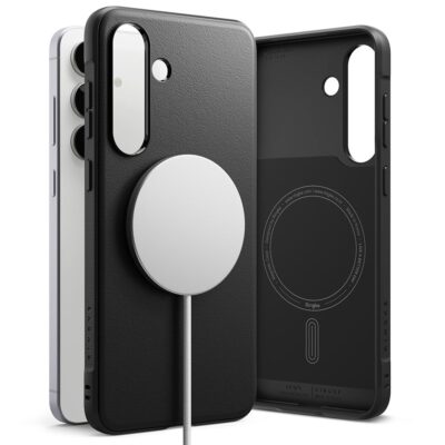 Juodas dėklas Samsung Galaxy S25 FE Ringke Onyx Magnetic Magsafe su magnetiniu įkrovikliu