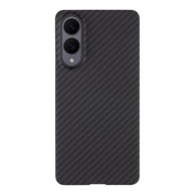 Juodas dėklas Tactical MagForce Aramid telefonui Samsung Galaxy S25 Edge su anglies pluošto rašto paviršiumi