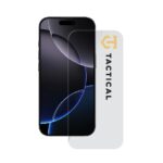 skaidrus apsauginis stiklas telefonui apple iphone 17 pro tactical glass shield 2.5d prie juodo telefono ekrano