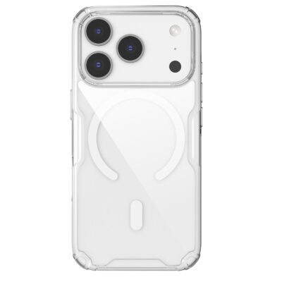 Skaidrus dėklas Nillkin Nature TPU PRO Magnetic Apple iPhone 17 Pro telefonui su matomu magnetiniu žiedu