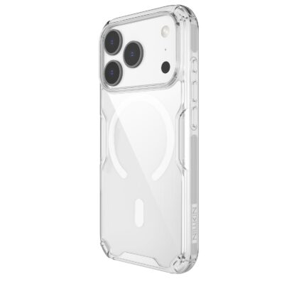 Skaidrus dėklas Nillkin Nature TPU PRO Magnetic telefonui Apple iPhone 17 Pro aiškiai matomas ant telefono