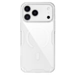 Skaidrus dėklas Nillkin Nature TPU PRO Magnetic telefonui Apple iPhone 17 Pro Max matomas iš nugarėlės su ryškiai matomais triple kamera objektyvais ir magnetiniu žiedu.