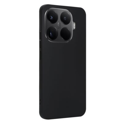 juodas deklas tactical tpu telefonui xiaomi 15t pro su matiniu pavirsiumi ir tikslu ispjova kamera kamera