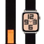 Juoda-oranzine apyranke Apple Watch 42-49mm M-L is tekstiles su oranziu akcentu