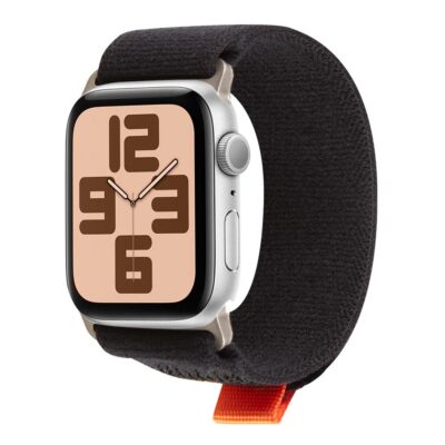 Juoda-oranžinė apyrankė Apple Watch 42-49mm M-L su tekstūruota medžiaga