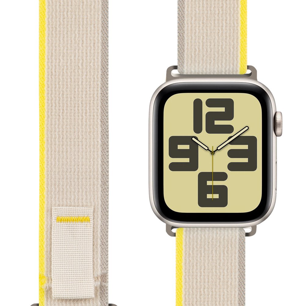 Beige-geltona apyrankė Apple Watch 42-49mm M-L Beige-geltona apyrankė Apple Watch 42-49mm M-L medžiaginė su geltona juostele