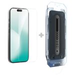 Apsauginis ekrano stikliukas su aplikatoriumi telefonui Apple iPhone 17 Pro stiklas ir tvirtinimo aksesuaras