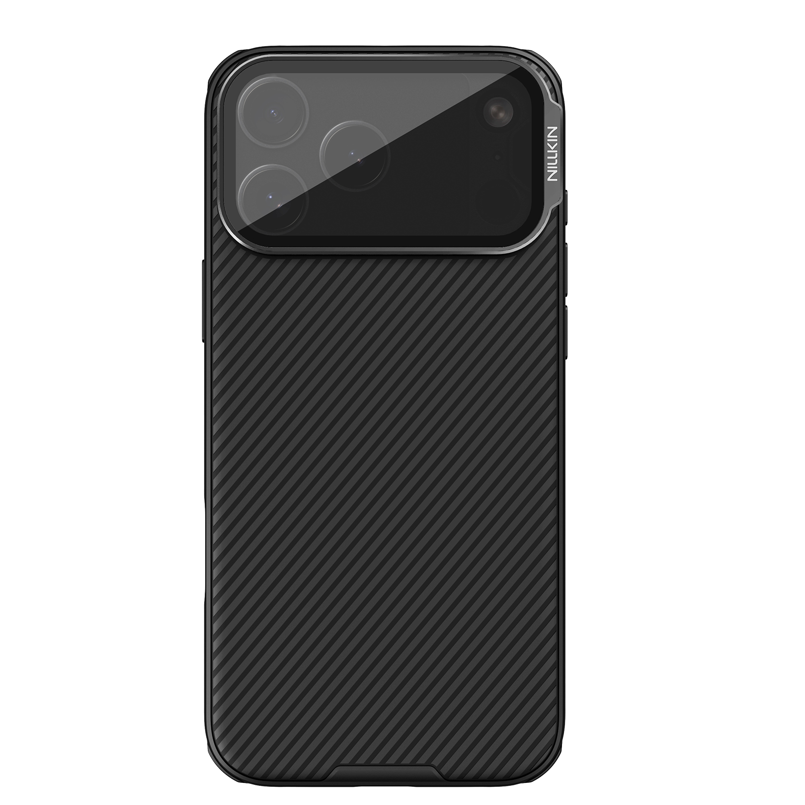 Juodas dėklas Nillkin CamShield Prop Magnetic Juodas dėklas Nillkin CamShield Prop Magnetic telefonui Apple Iphone 17 Pro Max su tekstūruota nugarėle ir kameros apsauga