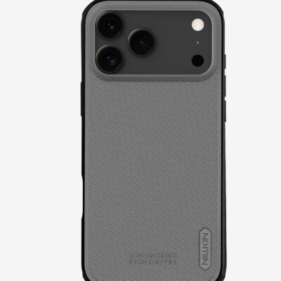 Skaidrus-juodas plastikinis dėklas Apple iPhone 17 Pro Max Nillkin Frosted Shield su raštuota nugarėle