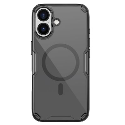 Skaidrus-juodas dėklas Nillkin Nature TPU PRO Magnetic telefonui Apple iPhone 17 su magnetiniu žiedu ir kameros apsauga