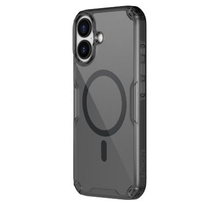 skaidrus-juodas deklas nillkin nature tpu pro magnetic telefonui apple iphone 17 su apsauga kameros srityje