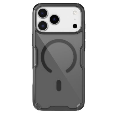 Skaidrus-juodas dėklas Nillkin Nature TPU PRO Magnetic telefonui Apple iPhone 17 Pro Max su matomu magnetiniu žiedu