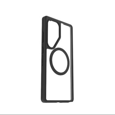 Juodas dėklas telefonui Samsung Galaxy S25 Ultra Otterbox React Protective su permatomu centro paviršiumi