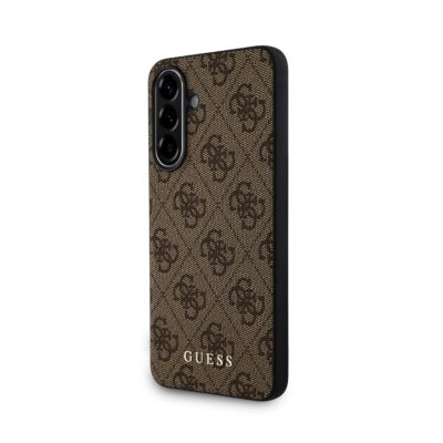 Rudas originalus dėklas Guess 4G telefonui Samsung Galaxy A56 5G su logotipais