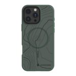 Tamsiai žalias dėklas Apple Iphone 16 Pro Max Tactical MagForce Hyperstealth Sika su reljefiniais kontūrų linijų raštais