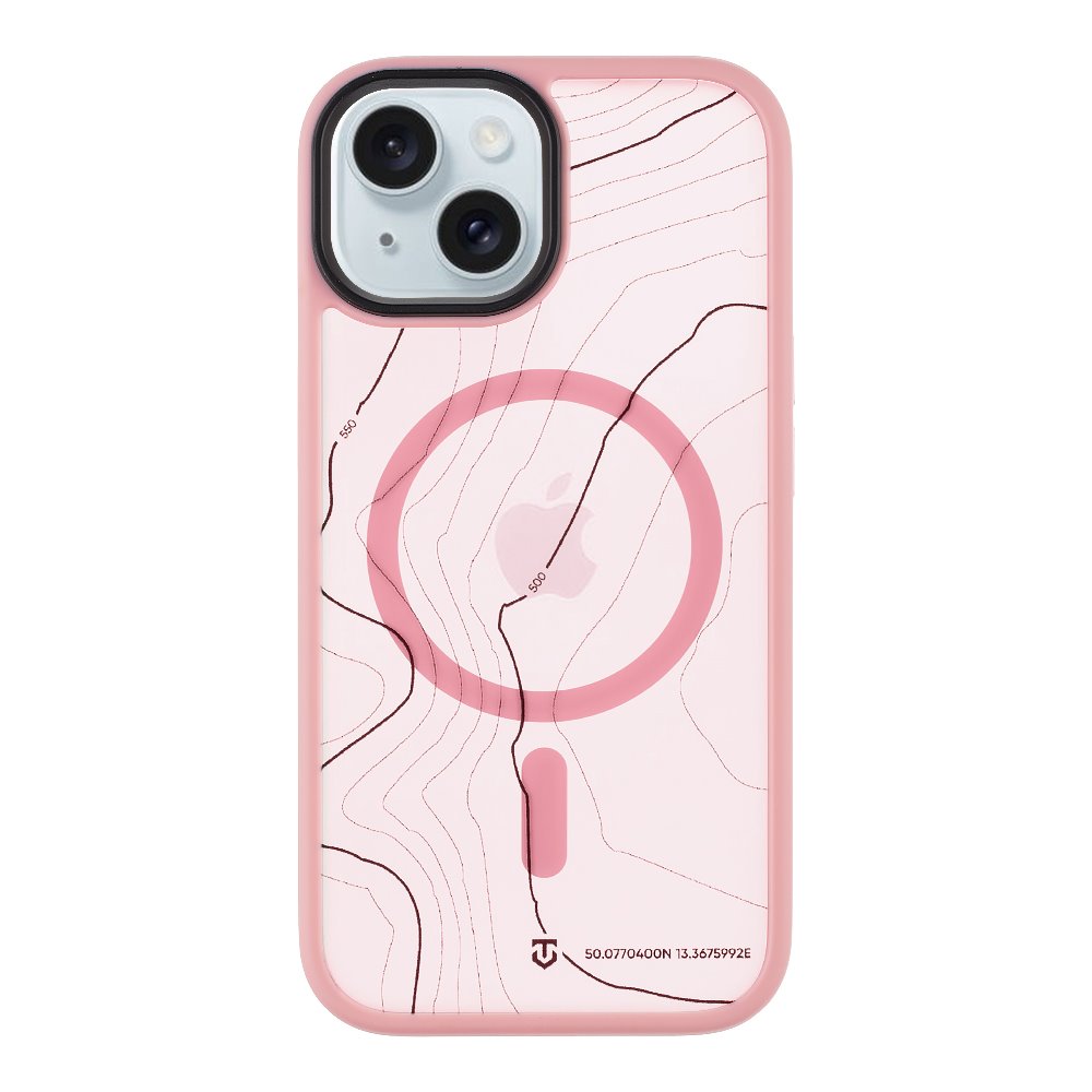 Rožinis dėklas Apple Iphone 15 Tactical MagForce Hyperstealth Sika Rožinis dėklas Apple Iphone 15 Tactical MagForce Hyperstealth Sika su topografinio žemėlapio dizainu