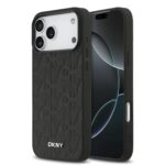 Juodas dėklas telefonui Apple Iphone 17 Pro Max DKNY PU Leather grid pattern su Magsafe sistema
