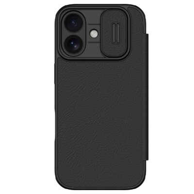 Juodas atverčiamas dėklas Apple iPhone 17 su apsauga kamerai