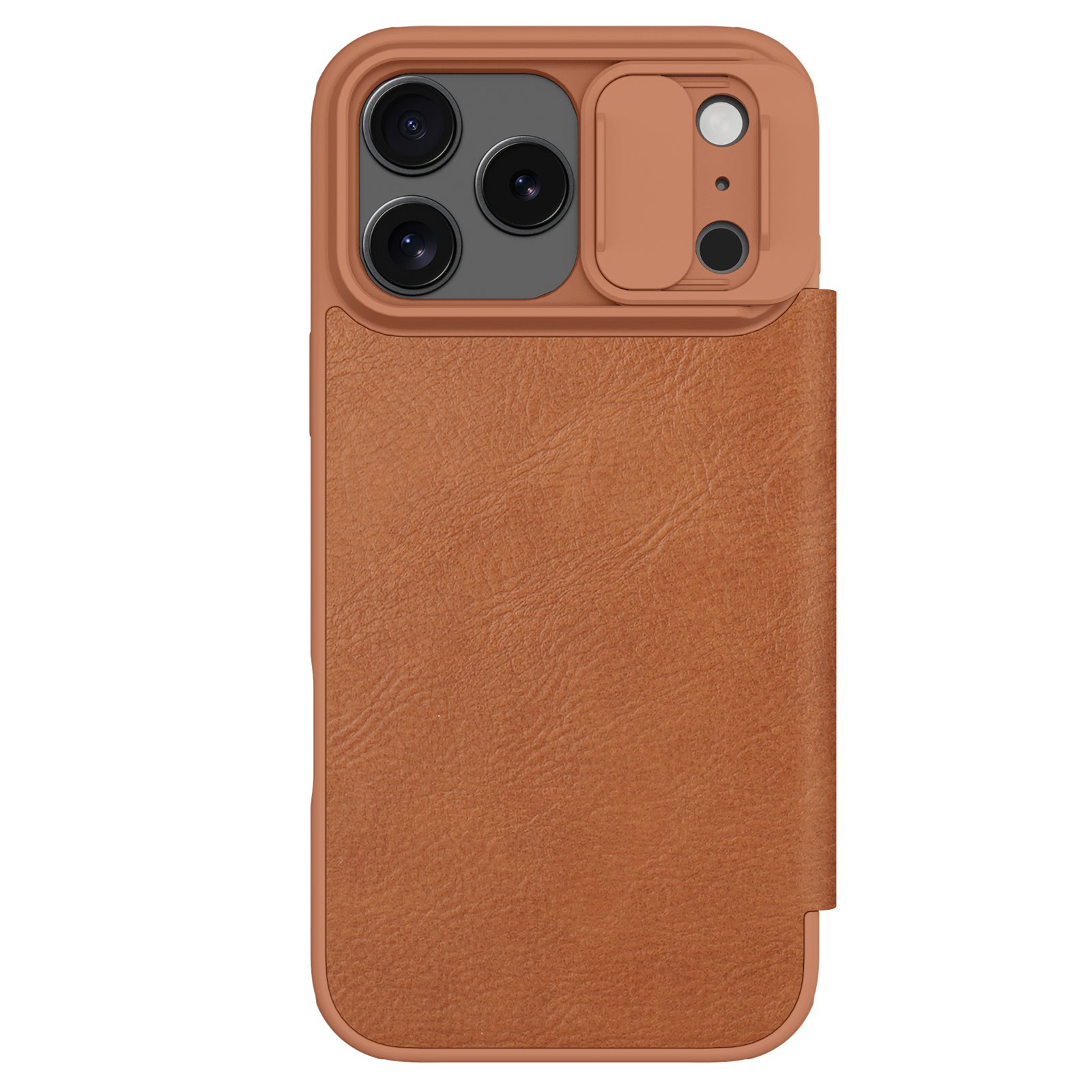 Rudas atverčiamas dėklas Apple iPhone 17 Pro Max Nillkin Qin Pro Book Rudas atverčiamas dėklas Apple iPhone 17 Pro Max su apsauga objektyvams