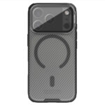 Juodas-skaidrus dėklas Nillkin CamShield PRO Magnetic telefonui Apple iPhone 17 Pro su matiniu paviršiumi ir kamerų apsauga