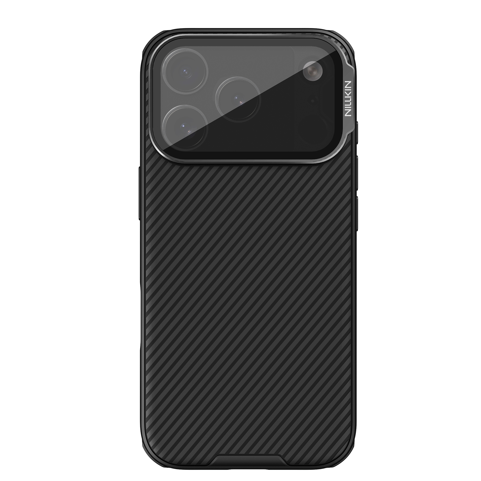 Juodas dėklas Nillkin CamShield Prop Magnetic iPhone 17 Pro Juodas dėklas Nillkin CamShield Prop Magnetic telefonui Apple iPhone 17 Pro su kameros apsauga ir tekstūruotu paviršiumi