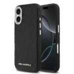 Juodas originalus dėklas Karl Lagerfeld Grained PU Repeated Logo MagSafe telefonui Apple iPhone 17