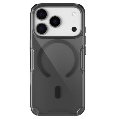 Skaidrus-juodas dėklas Nillkin Nature TPU PRO Magnetic telefonui Apple iPhone 17 Pro su trimis telefono kameromis