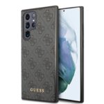 Juodas originalus dėklas Guess 4G telefonui Samsung Galaxy S24 Ultra su raštu ir logotipu