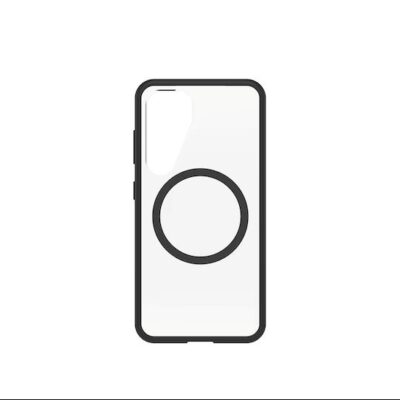 Juodas dėklas telefonui Samsung Galaxy S25 GP-FPS931OB by Otterbox React Protective su apsaugos žiedu viduryje