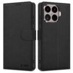 Juodas atverčiamas dėklas Xiaomi 15T Pro Tech-Protect Wallet su matiniu paviršiumi ir magnetiniu užsegimu