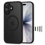 Juodas matinis dėklas Apple Iphone 17 Tech-Protect Magpeak Magsafe CC su matiniu paviršiumi ir apsauga kamerai