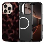 Panther dėklas Apple Iphone 16 Pro Tech-Protect Lamano Magsafe tamsiai rudas su tamsiomis dėmėmis, apvalus baltas žymėjimas